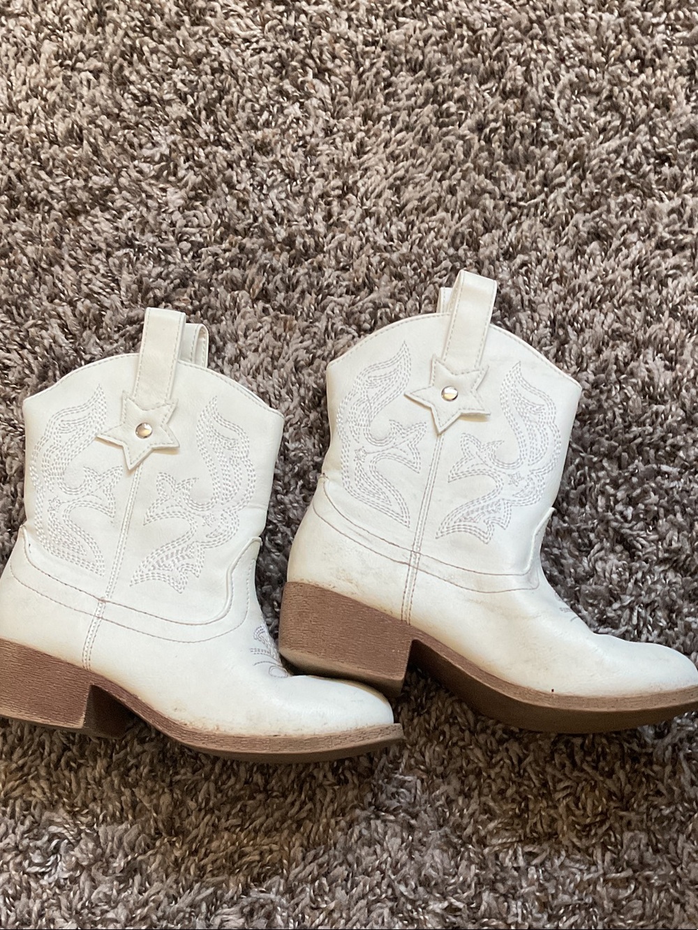 White Western Cowgirl Boots with Star Detail
